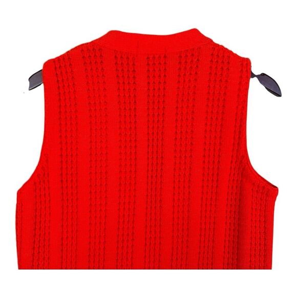 Vintage LeRoy Women's Knit Sweater Vest Red/Orange M/L - Picture 6 of 9